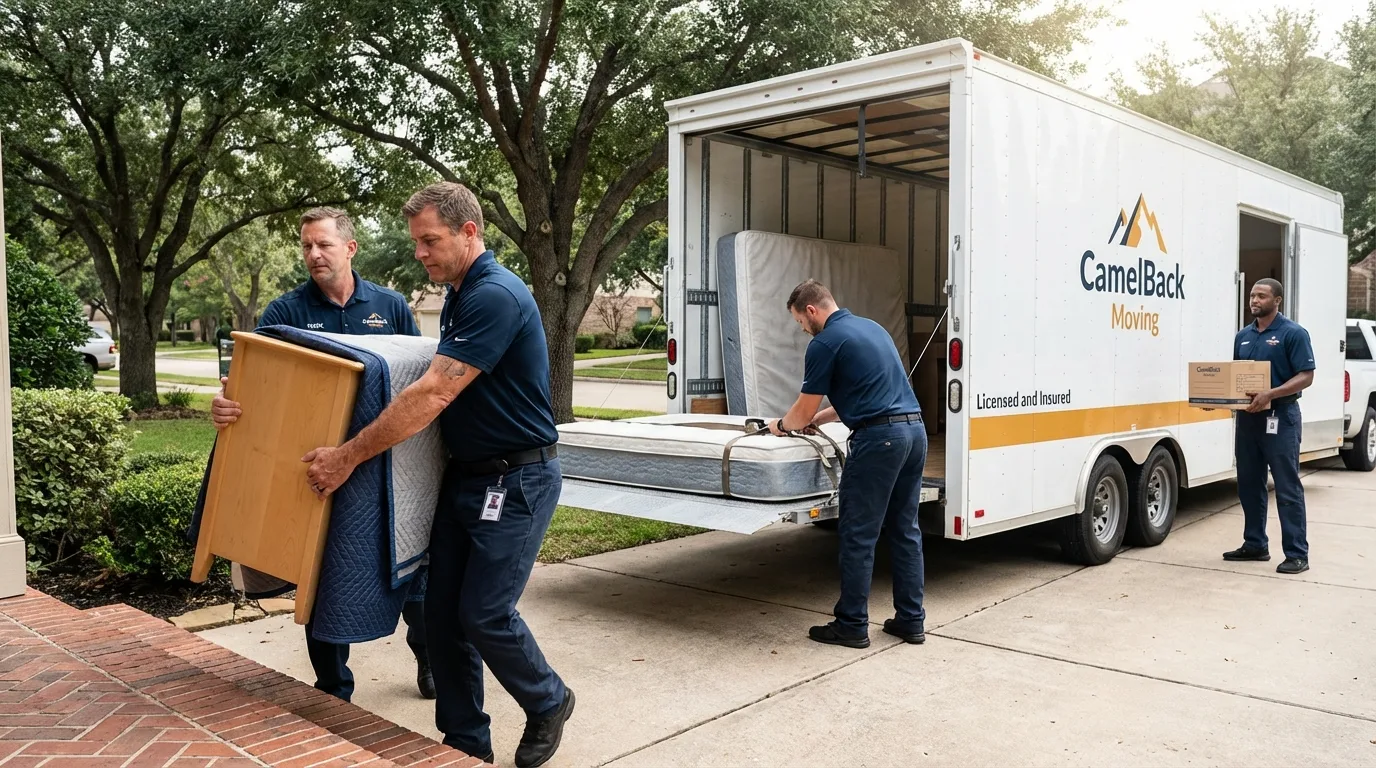 Crew loading residential truck for cross-state move from Bay Pines, FL