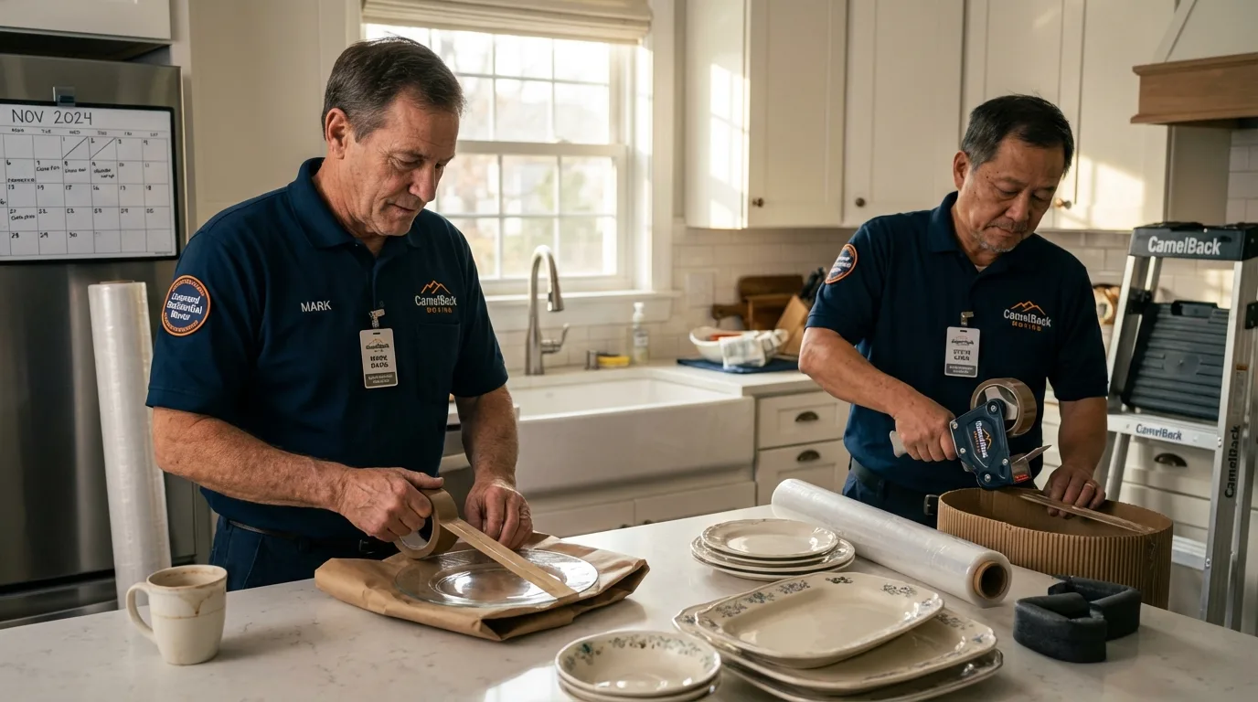 Professional crew packing kitchen dishware in Bay Pines, FL